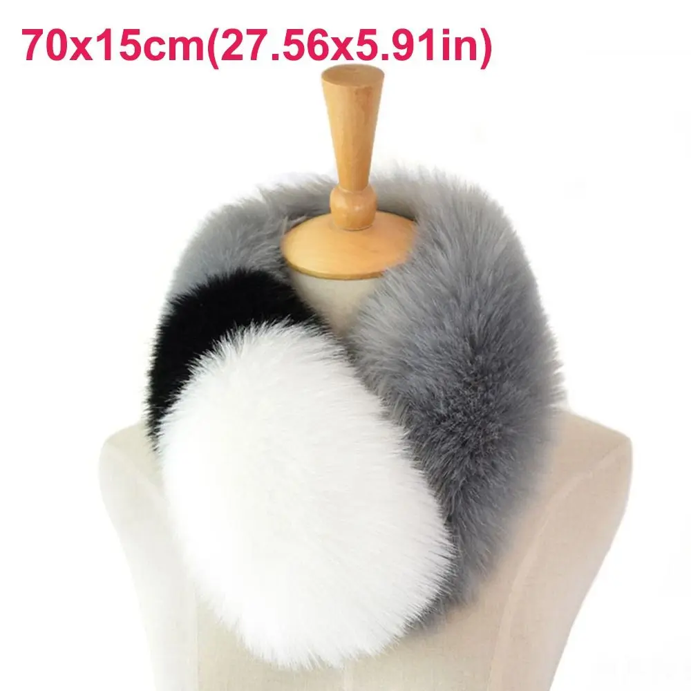 وشاح أنيق بياقة من الفرو الصناعي ناعم للغاية ورقيق للرقبة لتدفئة الرقبة لخريف وشتاء