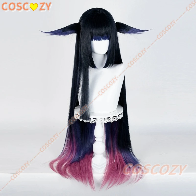 Arknights Mio Cosplay Pruik Lang Zwart Roze Gradiënt Steil Haar Hittebestendige Synthetische Pruiken Voor Vrouwen Meisjes Carnaval Festival