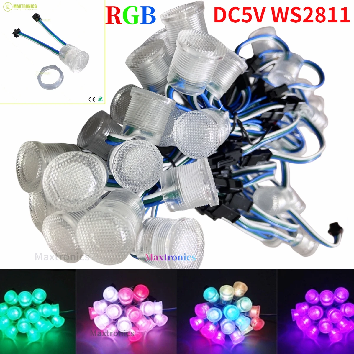 IC 방수 포인트 라이트 직경 LED 픽셀 스트링 모듈, DC5V WS2811 LED 픽셀 20mm, SMD5050 RGB 1 개, WS2811 IC, 로트당 20 개, 신제품