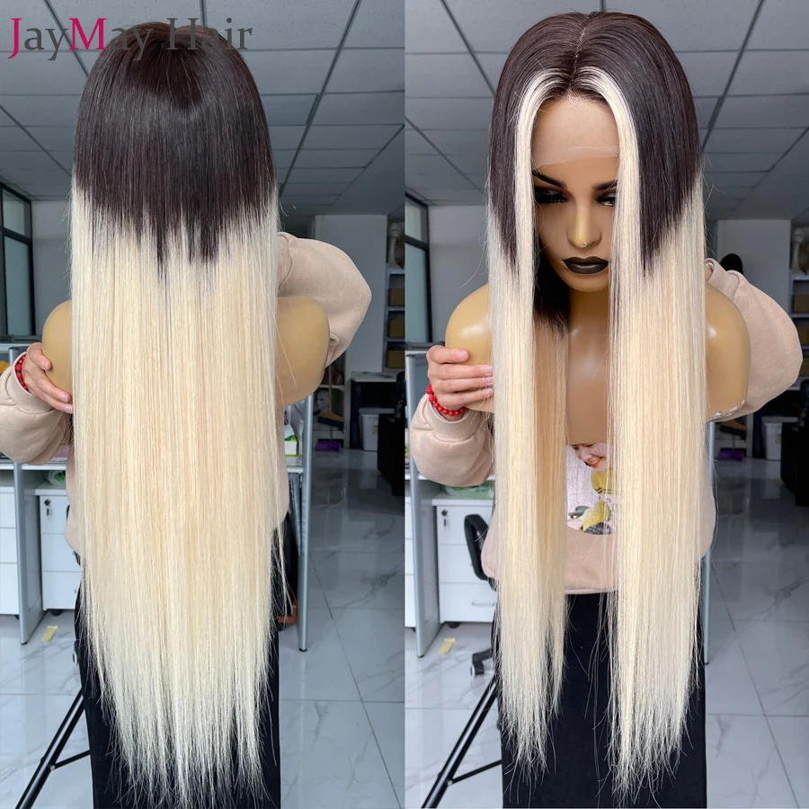 

Jaymay 13x6 Lace Front Human Hair Wigs Straight 150% Ombre Blonde 613 Lace Front Wig Brazilian Hair Preplucked