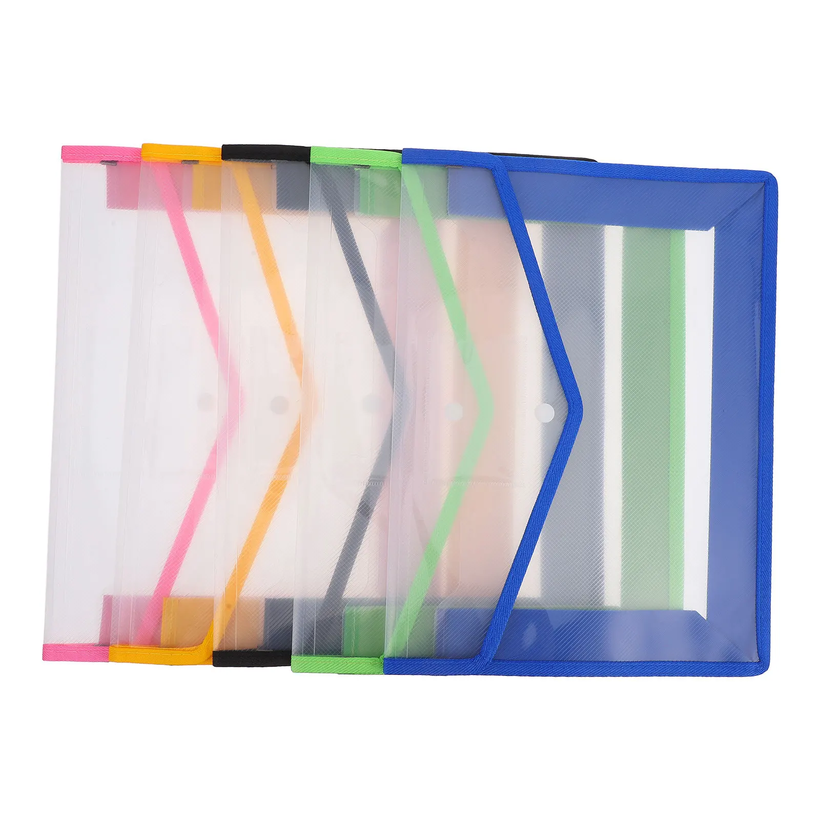 

5Pcs Expanding Plastic File Folders A4 Size Colorful Document Organizer Snap Closure Waterproof Office School Storage Envelope