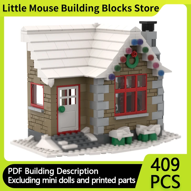 

City Street View Model MOC Building Bricks Village Winter Cottage Modular Technology Gifts Holiday Assemble Children Toys Suit
