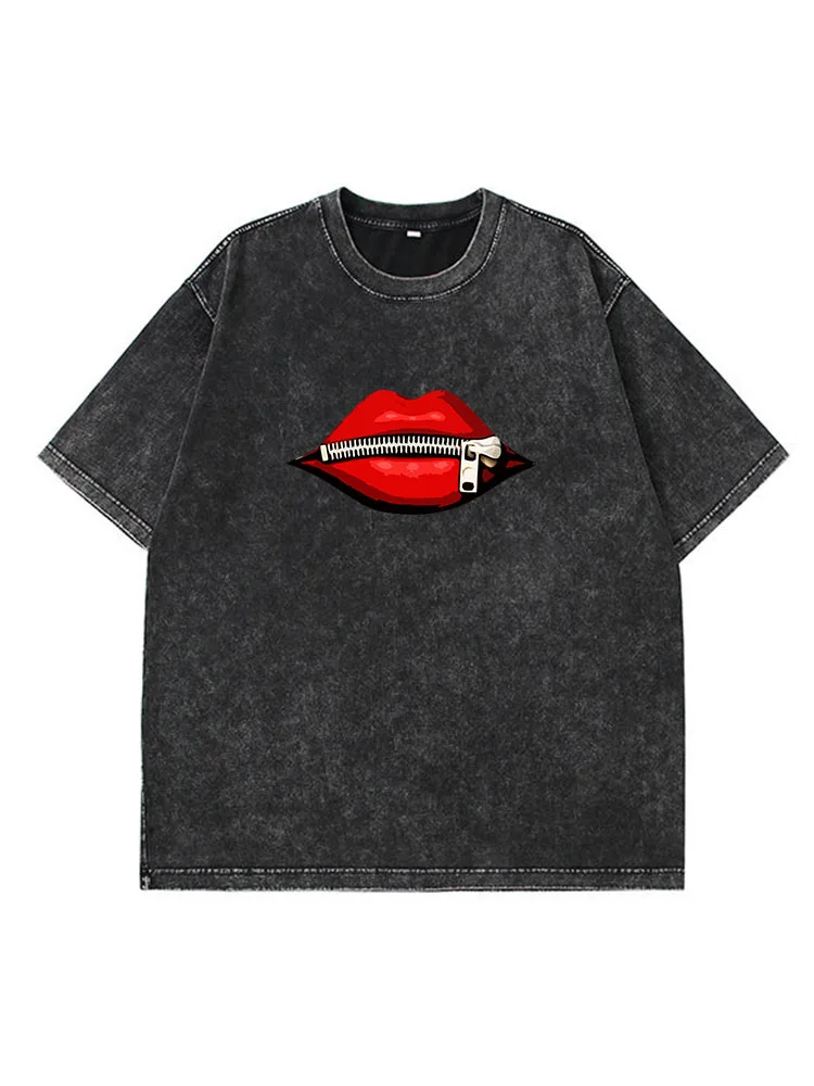 product image  Summer Goth T Shirt for women Aesthetic red sexy lips print T-shirt funny Gaphic Tops Harajuku Cotton Girl's