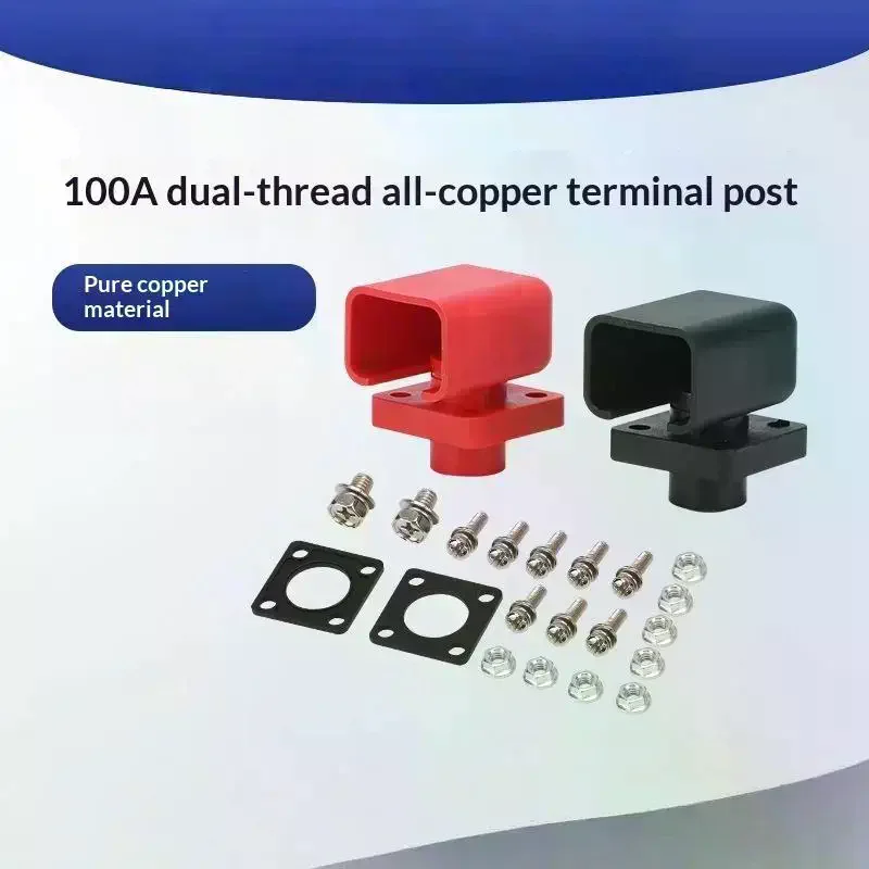 100A Copper Battery Terminal Post High Current Through Wall Connector For Energy Storage Lithium Battery Wiring