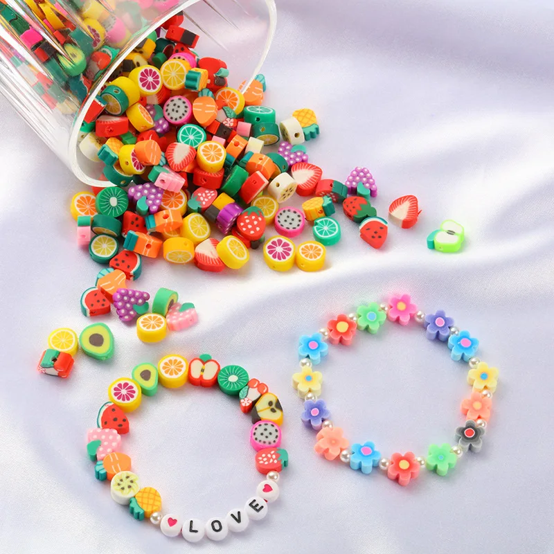 New 100pcs Christmas Snowman Beads Halloween Smiley Face Flowers Soft Pottery for Jewelry Making DIY Charms Bracelet Necklace