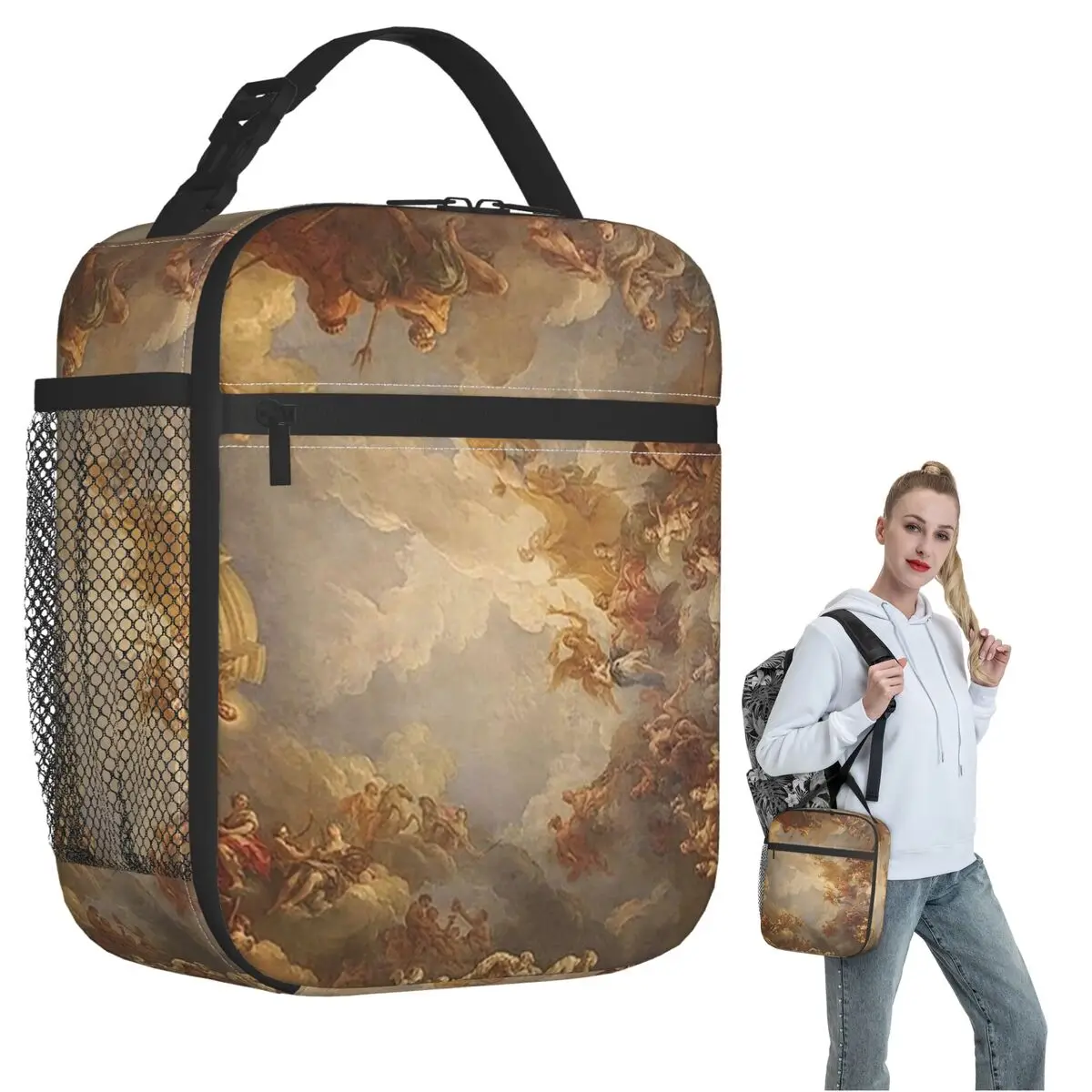 Brown Ceiling At Versailles Renaissance Panting Insulated Lunch Bag for Women Kids Portable Food Boxes Thermal Lunch Box Tote