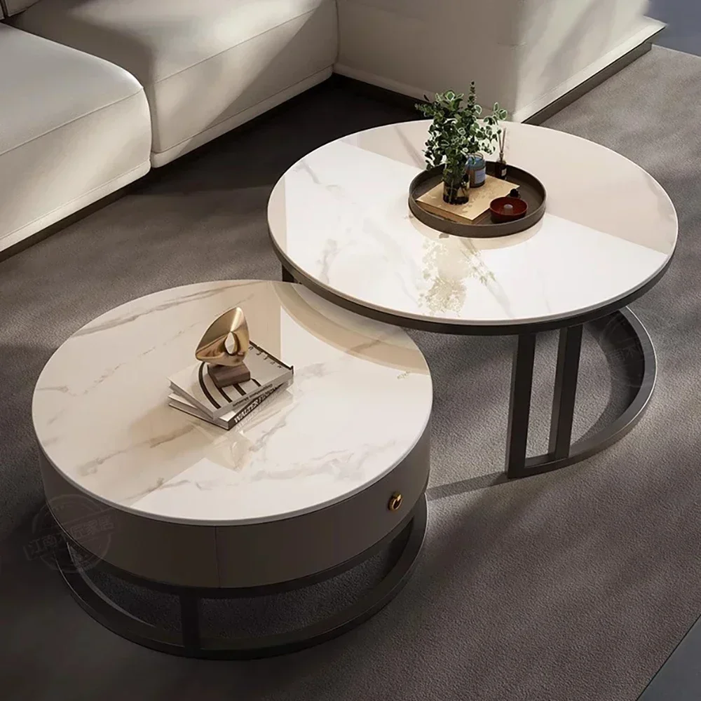 Round Unique Coffee Tables Waterproof Modern Simple Metal Coffee Tables Aesthetic Organizer Muebles De La Sala Home Decoration