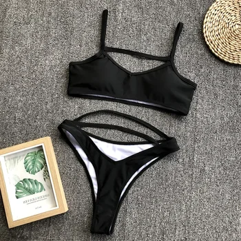 3 couleurs Sexy Bikini femmes maillots de bain maillot de bain creux taille haute solide léopard Bikinis ensemble maillot de bain Bikini femme Push Up 2025