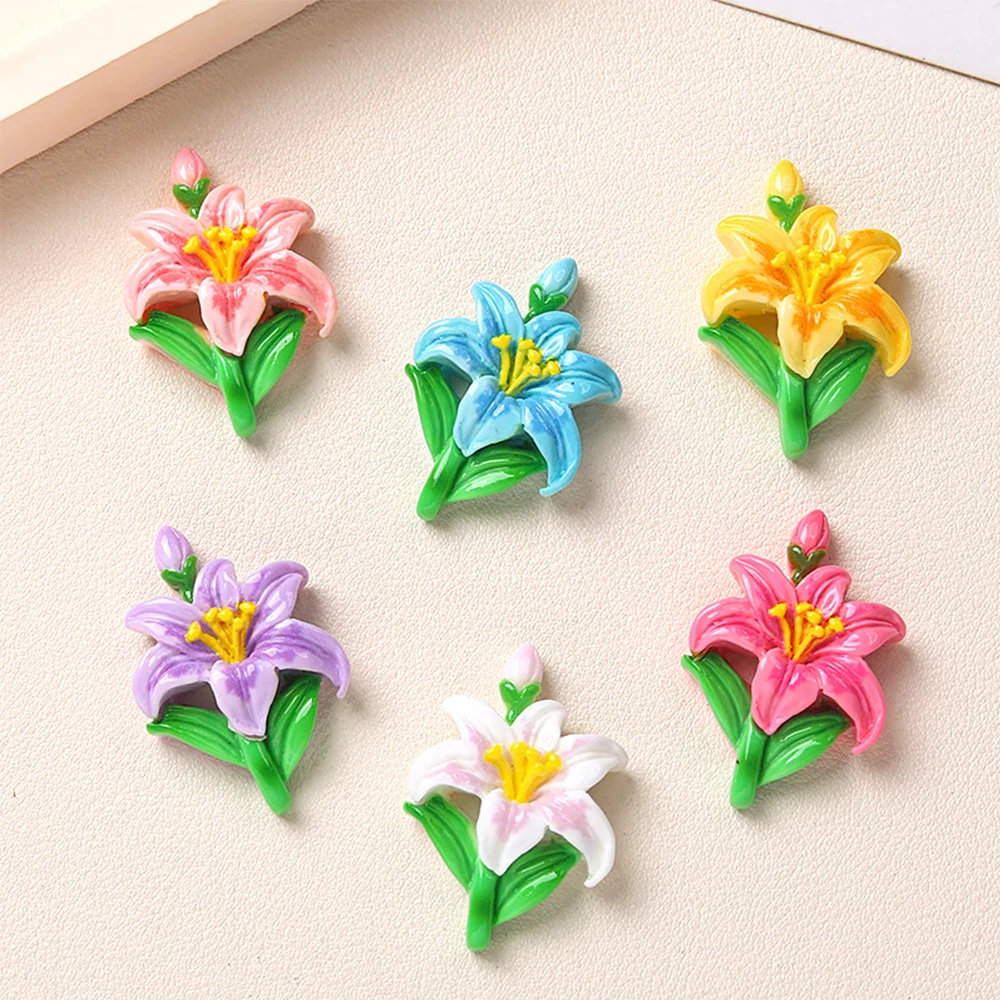 10PCS Shiny 35x24mm Flower Series Miniature Flat Back Resin Cabochons For Hairpin Scrapbooking DIY Home Decor Craft Accessories