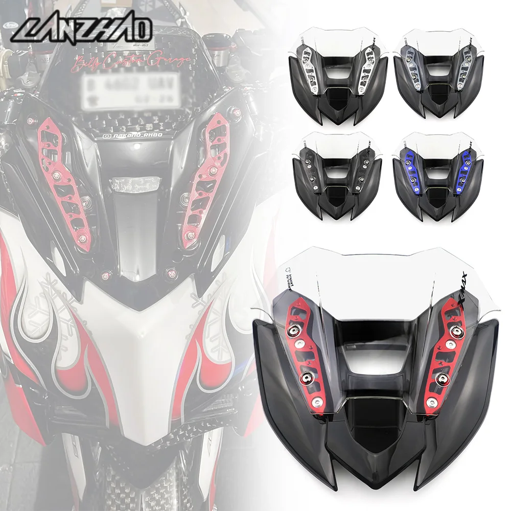 Motorcycle Racing Windshield Mini Sport PC Windscreen CNC Aluminum Bracket Accessories for Yamaha XMAX V2 2022 2023 2024