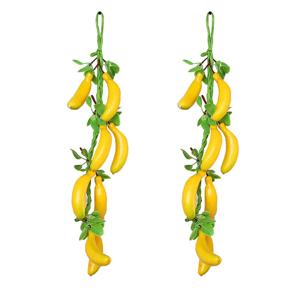 

2Pcs Lifelike Banana Hanging Pendant Simulation Fruit Decoration Wall Ornament Garden Home Decoration Photo Props