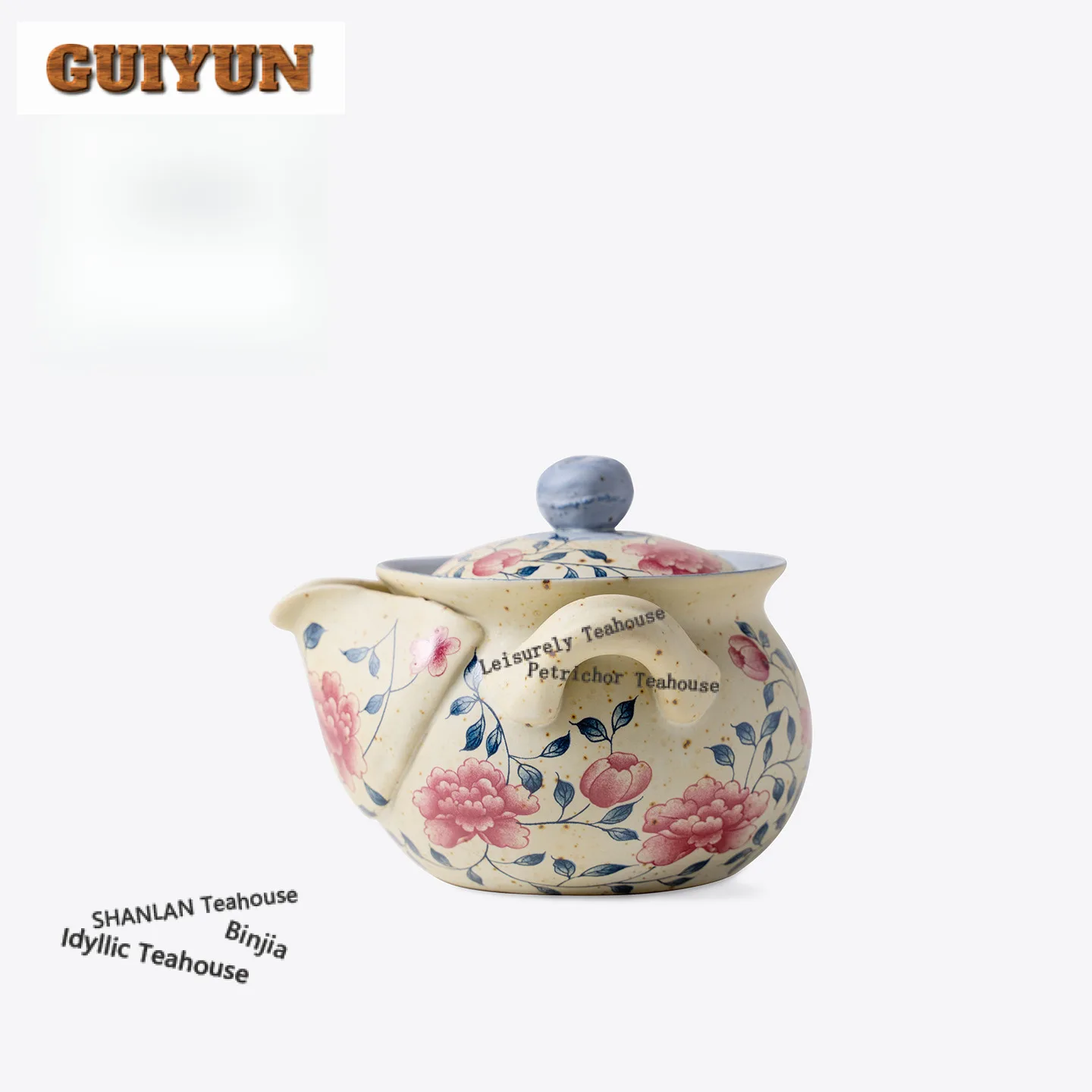 180ml Decal Interlocking Peony Branch Hand Grab Teapot Zen Tea Infuser Pot Tea Maker Kettle With Strainer Drinkware Gifts Craft