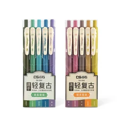 Lot de 5 stylos Gel colorés rétractables à séchage rapide, stylo Vintage de 0.5mm pour planificateur, dessin, papeterie scolaire et de bureau