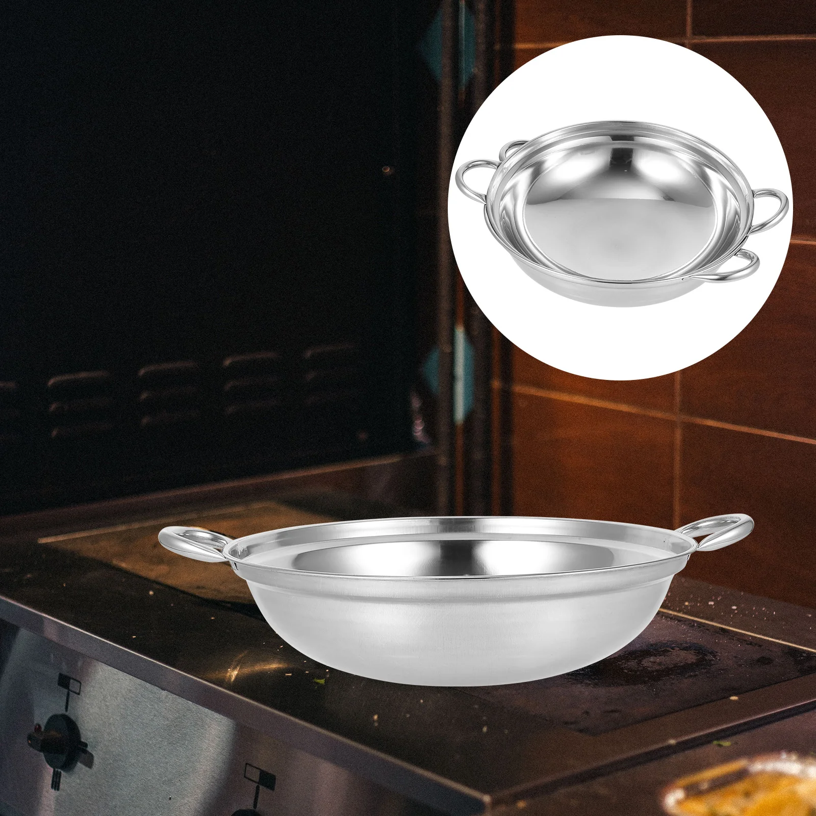 

2 Pcs Pot Frying Pan Small Pots For Cooking Black with Handle Individual Hotpot
