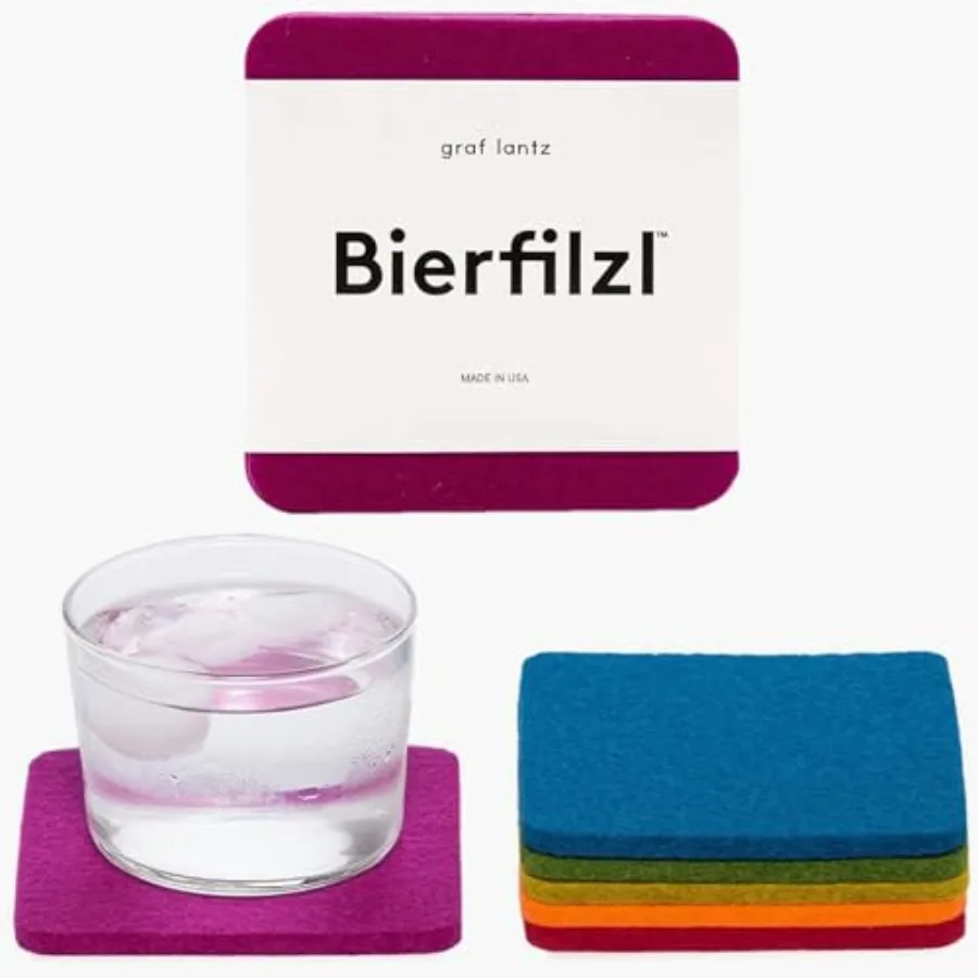 

Bierfilzl Merino Wool Coasters Set of "x"x5mm Absorbs 30% of Weight, Natural German Wool - Heat Resistant, Sustainable, Reusabl