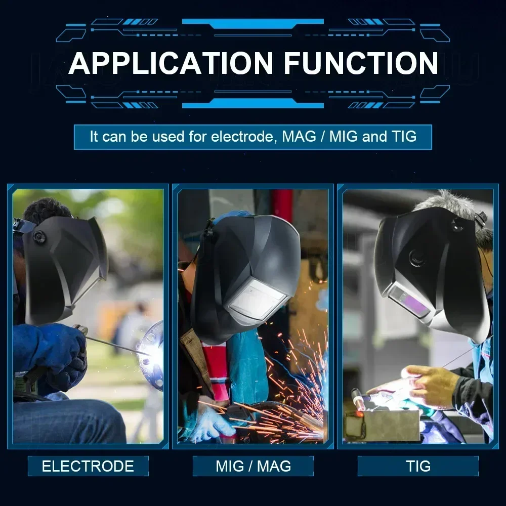 Imagem -03 - Máscara de Soldagem com Escurecimento Automático Bateria Solar de Lítio Elétrica Din4 913 Tig Mig Capacete de Soldagem Máscara de Soldador de Soldagem Automática 1112 Arco