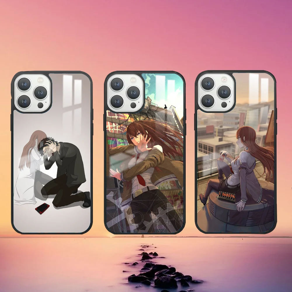 Anime S-Steins Gate Phone Case For iPhone 16 15 14 13 12 11 Pro Max Plus Mini Fashion High Quality mirror phone case