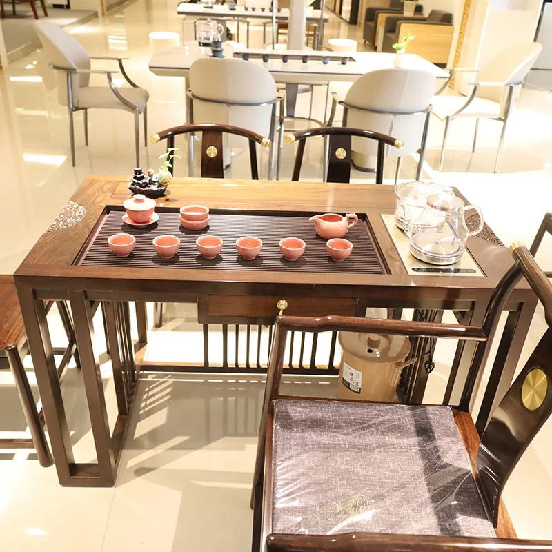 Chinese Outdoor Plywood Coffee and Tea Table Set with Electric Kettle for Hotels and Apartments