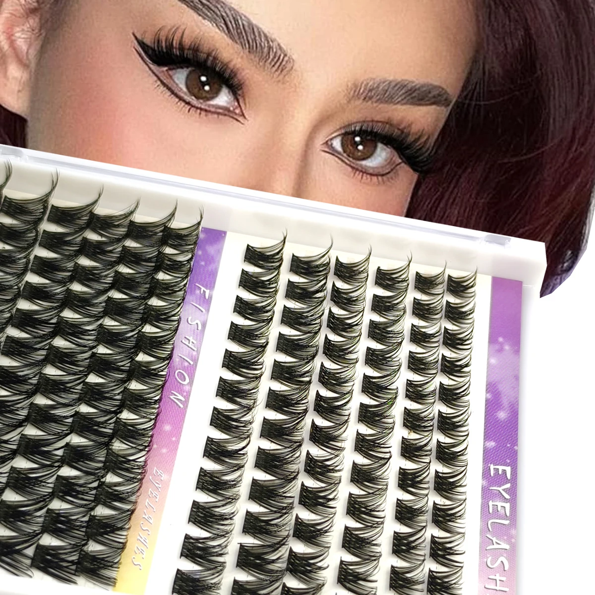 Cluster-Wimpernverlängerung, 224 Stück, 160D, natürlicher Stil, einzelne Wimpern, segmentierte Wimpernbündel, 3D-Nerz-Falsche Wimpern