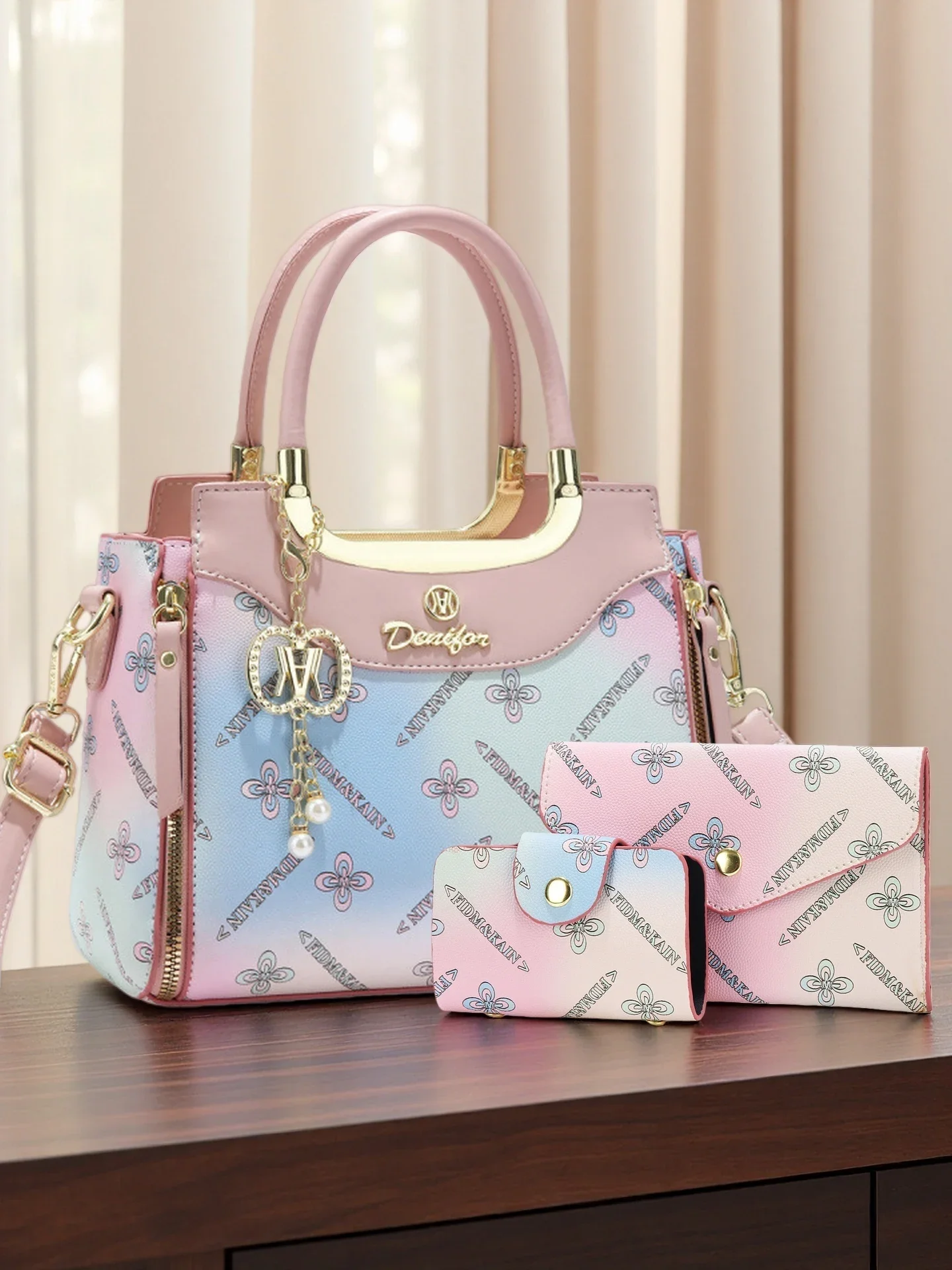 Damenhandtasche, Damenhandtaschen-Set, hochwertige Damenhandtasche in Farbverlauf, kann über der Schulter oder als Crossbody getragen werden.