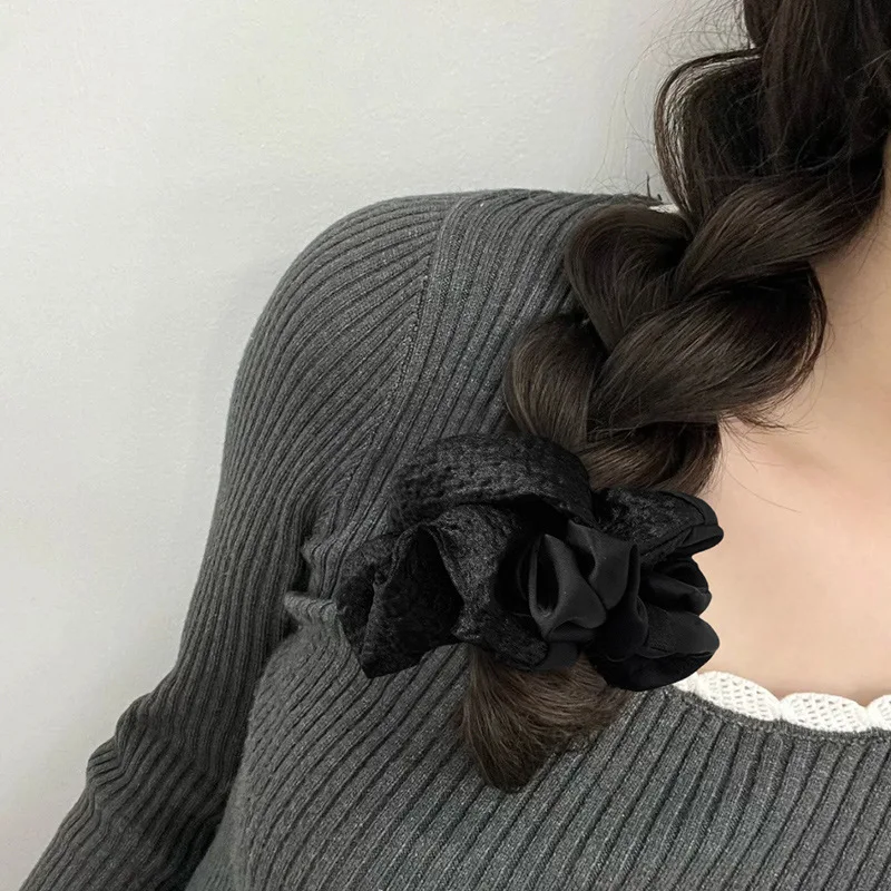 Large scrunchie women 2024 new high-end head rope black senior sense hair rope tied head flower headwear hair accessories large