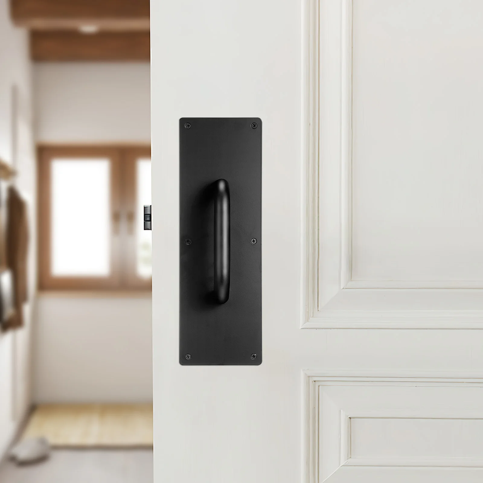 

Fire Door Handle Stainless Steel Silver Durable Wide Base Large Load Area Commercial Wooden Door Pull Hardware