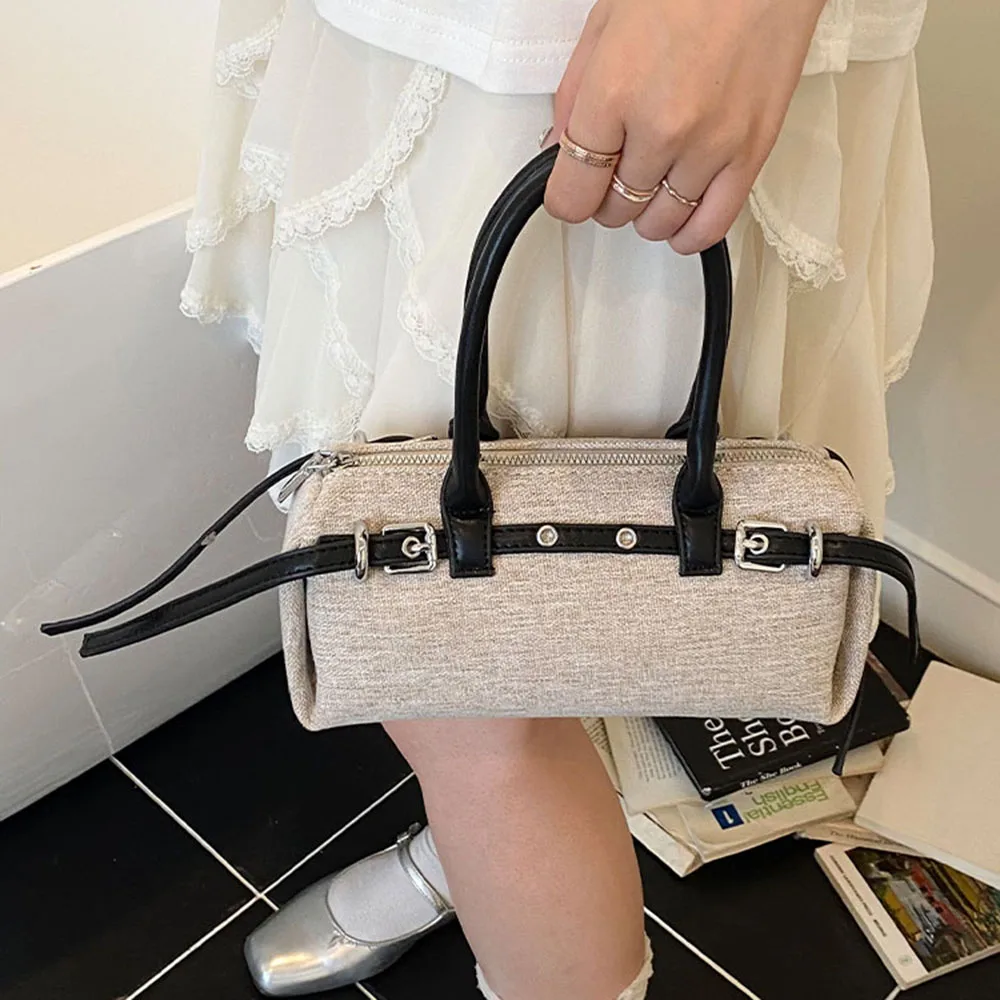 

Vintage Women Pillow Bag Patch Pu Strap Shoulder Bags Female Leisure Shopping Handle Bag Large Capacity Crossbody Commuter Packs