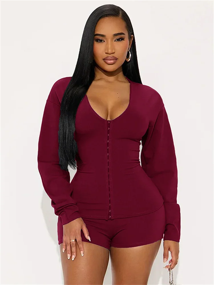 

Leosoxs повседневный спортивный костюм, комплект из 2 предметов, женская однобортная укороченная куртка с v-образным вырезом и длинными рукавами + велосипедные шорты, простая тонкая уличная одежда