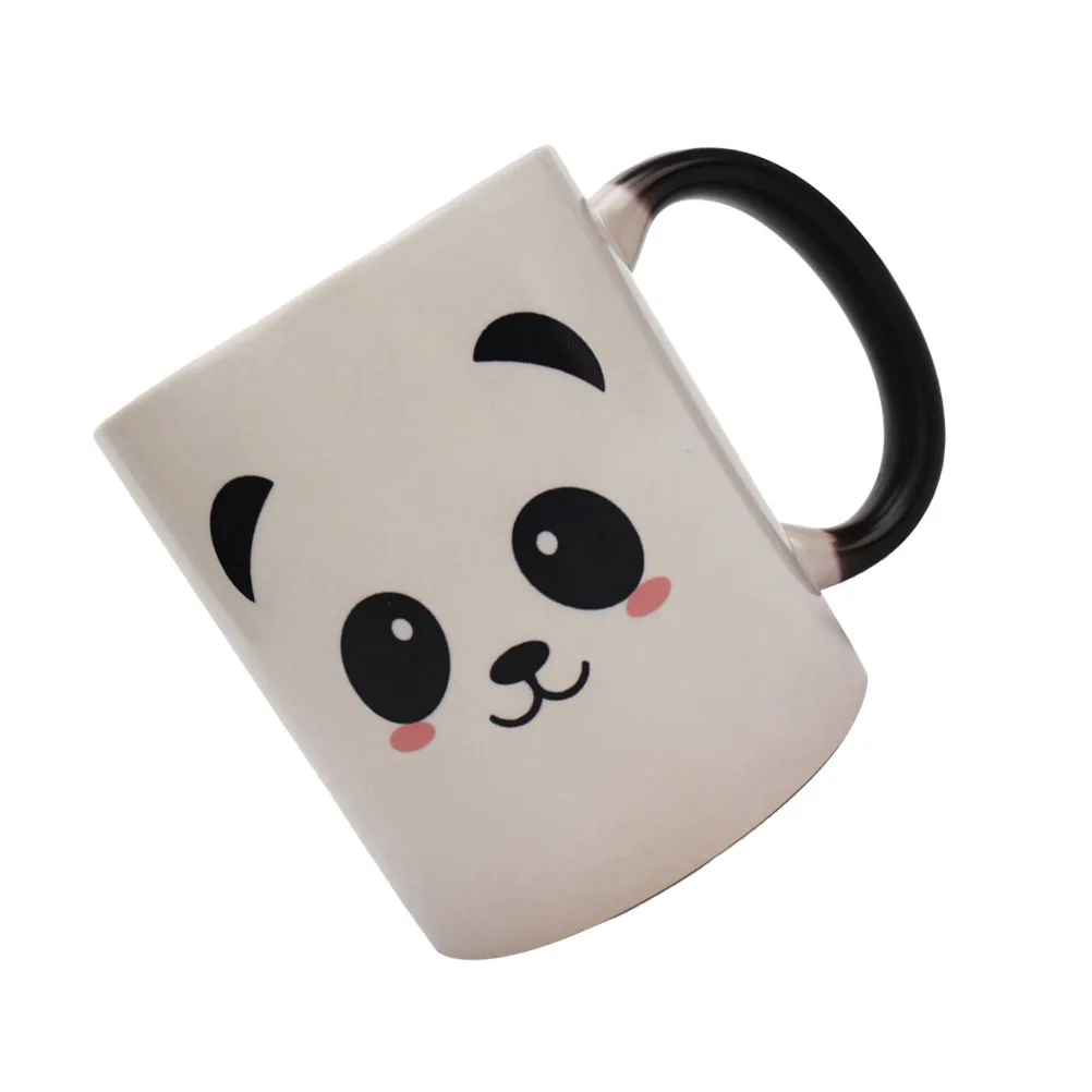 

1Pcs Color Changing Panda Ceramic Heat Sensitive Mug for Coffee Tea Latte Home Office Use 301-400ml Black White