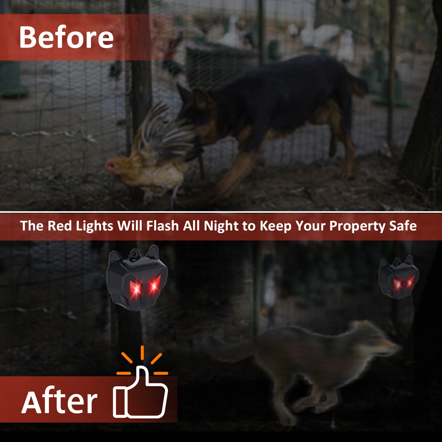 2025US STOCK High Quality 2/4 Pack Animal Repeller Solar Powered Pest Control with Flashing Red Light for Outdoor Wild Pig/Fox