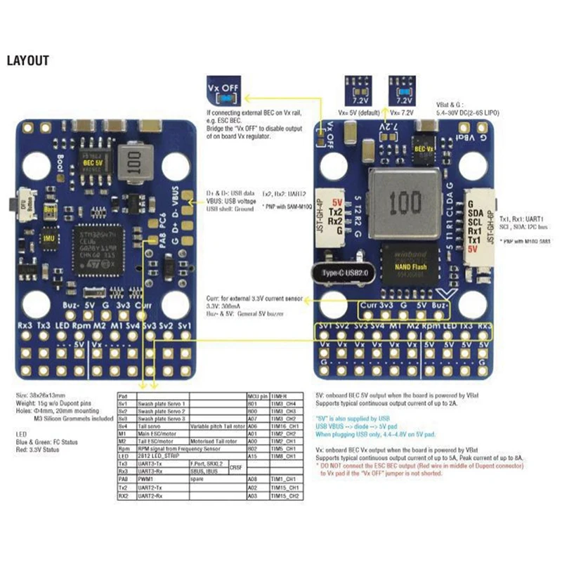 G474-HELI Flight Controller RC Helicopter Flybarless Controller STM32G474 ICM42688P SPL06L 2X BEC Rotorflight Firmware