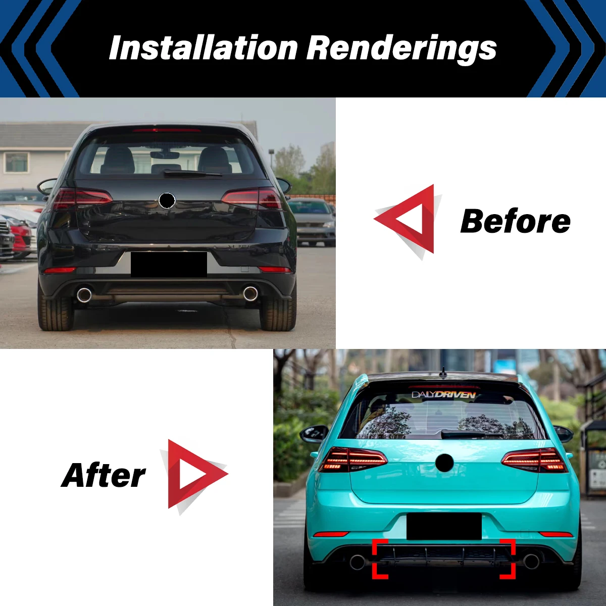 フォルクスワーゲンゴルフ MK7.5 GTI TCR 2017 2018 2019 2020 リアバンパーディフューザーリップスポイラーリアサラウンドスプリッター車のチューニング BodyKit