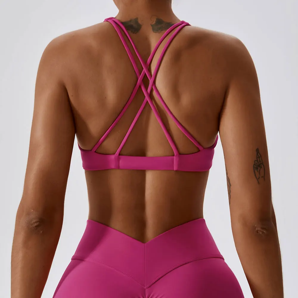 Sujetador deportivo de realce para mujer, Bralette de entrenamiento para correr, Top de Yoga, ropa interior elástica, camiseta sin mangas para