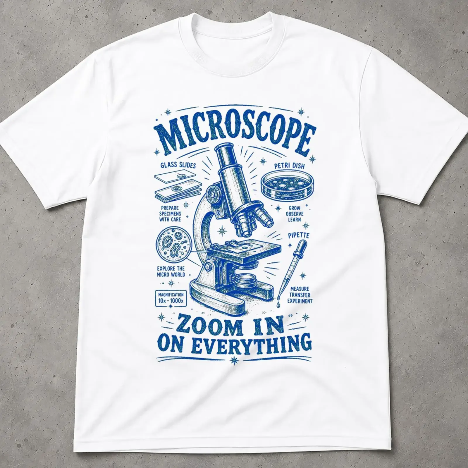 Vintage Microscope Science T Shirt Retro Lab Equipment Funny Tech Scientist for Geek vintage Washed designer clothes fashion