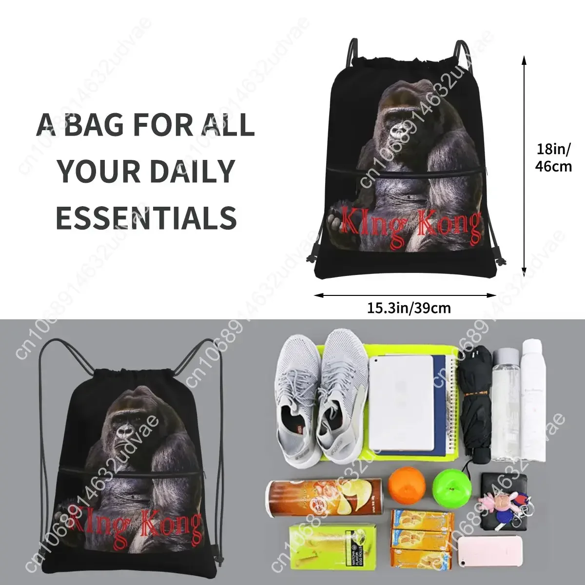 King Kong - King Kong Skull Island Backpacks Drawstring Bag Casual Drawstring Bundle Pocket Book Bags For Travel Sport Man Woman