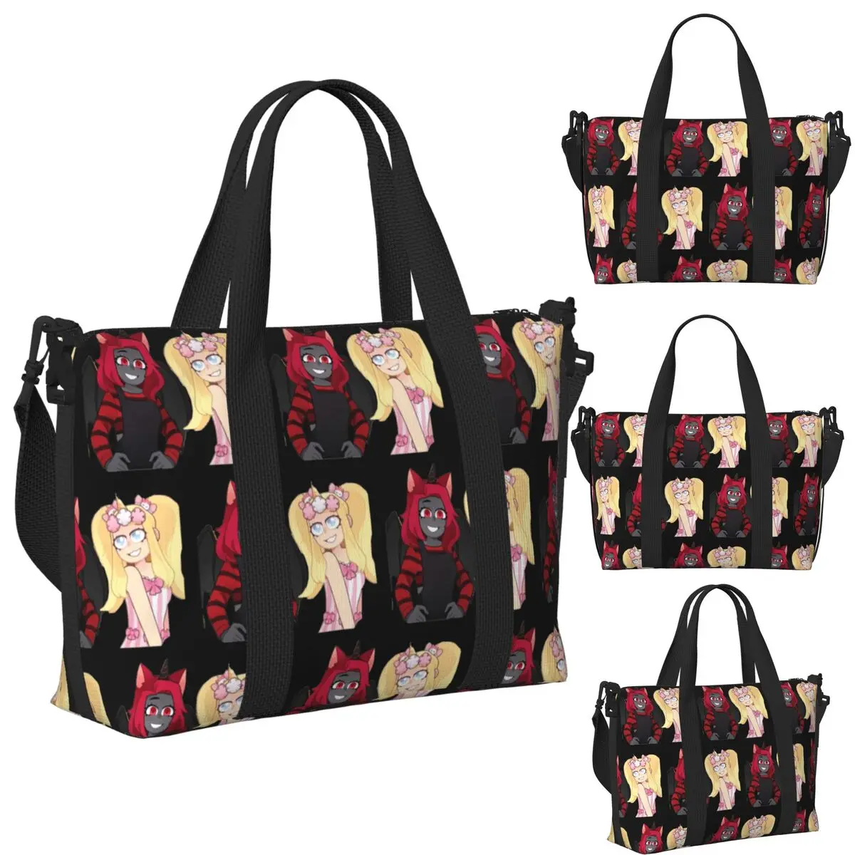 

Iamsanna Sanna And Moody Пляжная дорожная сумка Большая вместительная сумка-тоут для тренажерного зала Йога Женская дорожная сумка для покупок