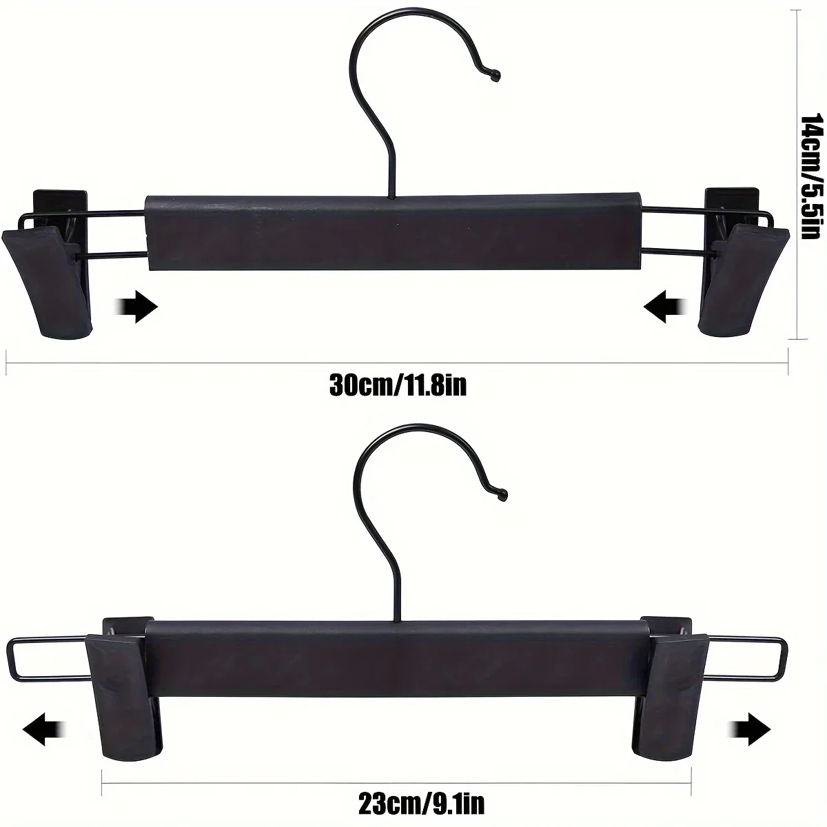 1/5/10 Stück schwarze Hosenbügel, rutschfeste Metall-Clip-Kleiderbügel für Röcke und Hosen, verstellbare Kleiderbügel für Kleiderschrank und Aufbewahrung – Detail 1