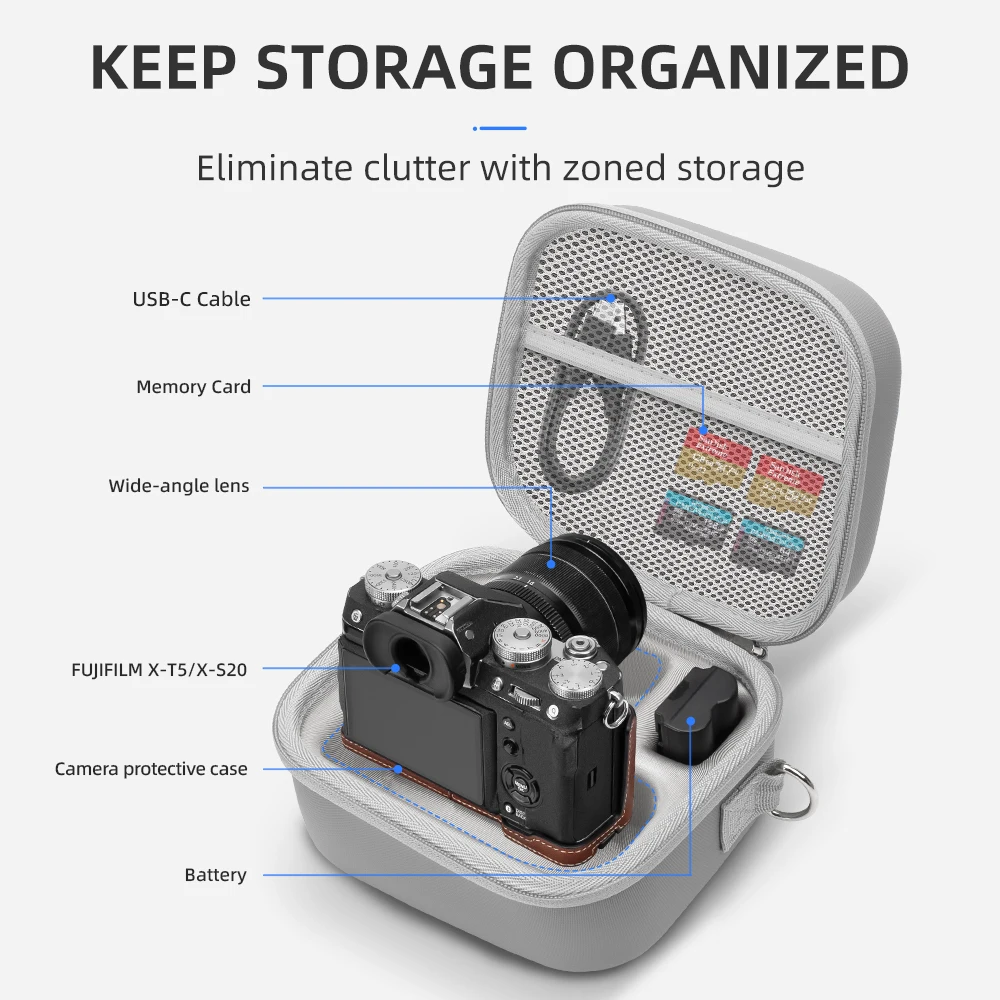 XFJI Camera Storage Bag Compatible with FUJIFILM X-T5/X-S20 Camera Shock-proof Hard Shell Case Shoulder Bag(Case Only)