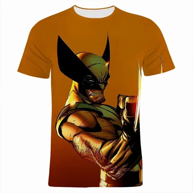 Wolverine Men's T-shirt Marvel Men's Wear 3D Comic Print Short-sleeved Summer T-shirt Oversized Men's T-shirt New Men's Clothing