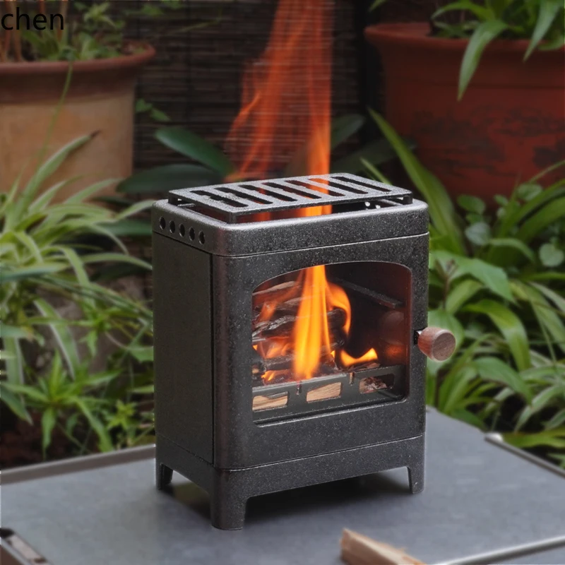 ZML Desktop Mini Lareira Forno Doméstico Interno e Externo Fogão de Chá de Chama Aberta