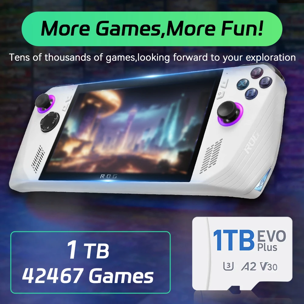 بطاقة TF للعبة Retrobat & Playnite سعة 1 تيرابايت مع 42467 ألعاب Retro & AAA لـ ROG ALLY/Onexplayer/Wins المحمولة/الكمبيوتر الشخصي لـ PS3/PS2/Switch/WiiU