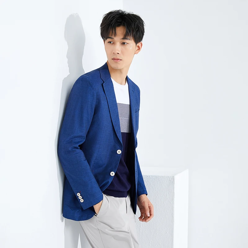 ربيع الخريف جديد Sle الرجال Faionable عارضة الشباب الوقوف صالح البدلة Jaet تنوعا طويلة Sve اثنين زر واحد Br...