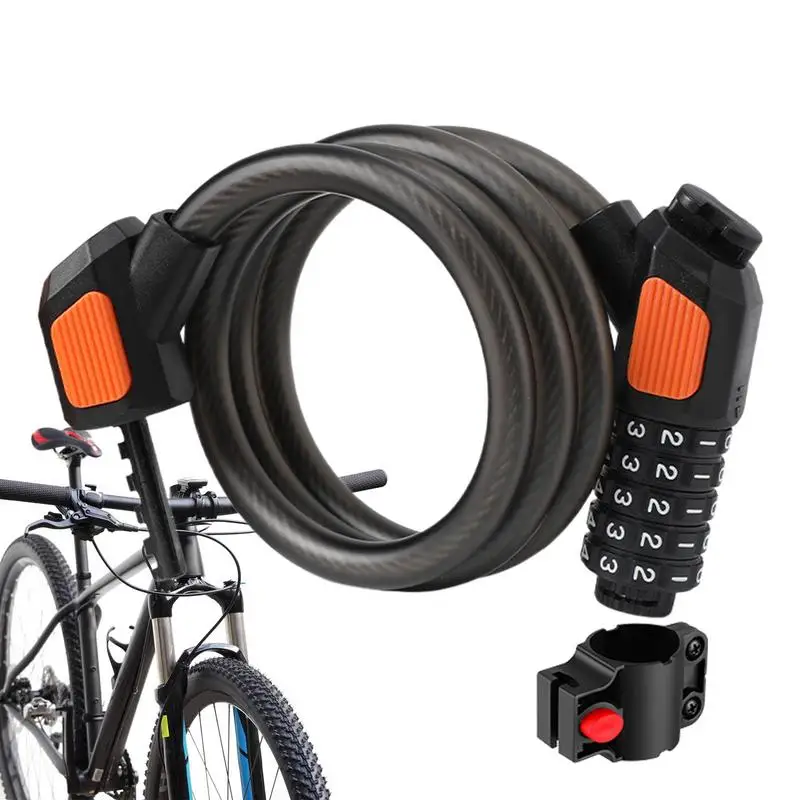 Bikes Lock Cable 5-Digit Resettable Combination Coiling Bicycle Lock High Security Coiling Bicycle Lock Resettable Combination