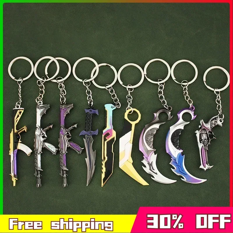9cm Valorant Keychain Weapon Reaver VFX Vandal Karambit Knife Metal Game bright realistic stylish toys Anime Figures Ornaments