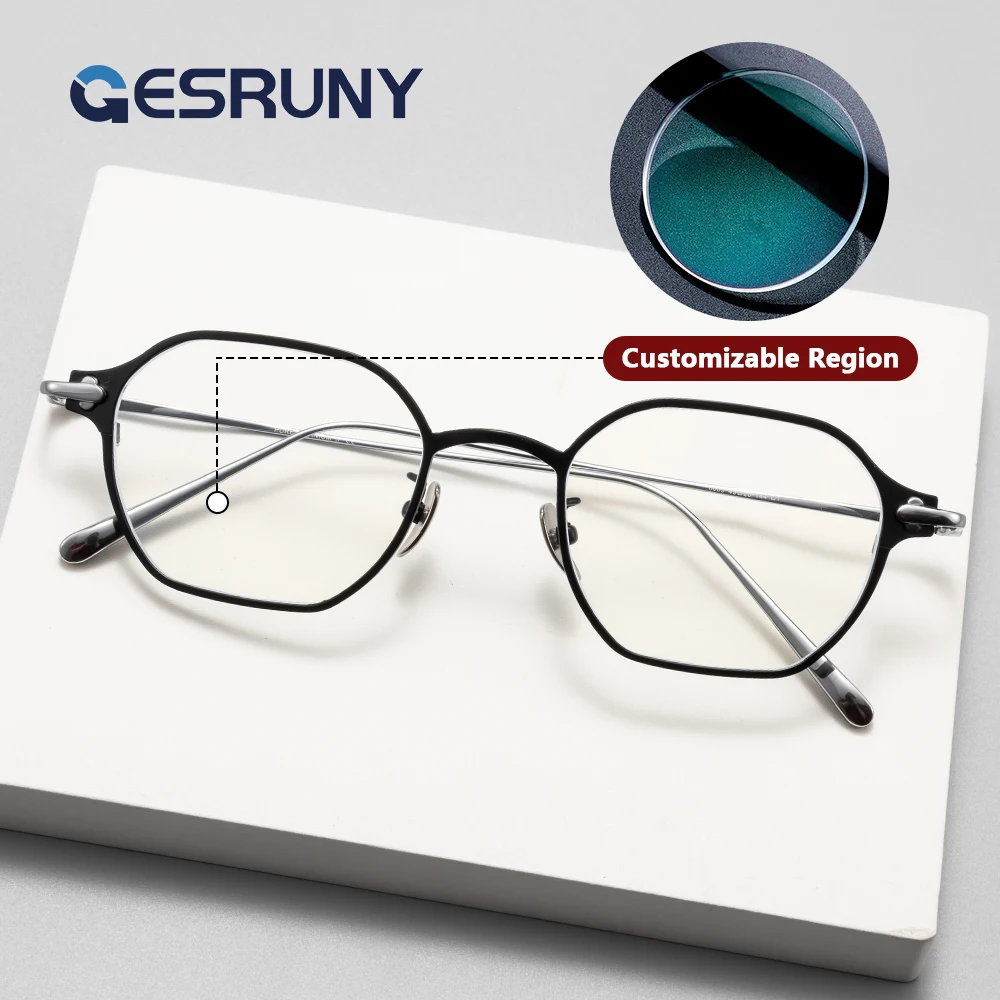 

Gesruny Titanium Polygon Glasses Progressive Prescription Glasses Lightweight Myopia Eyeglasses Reading Glasses For Women Men