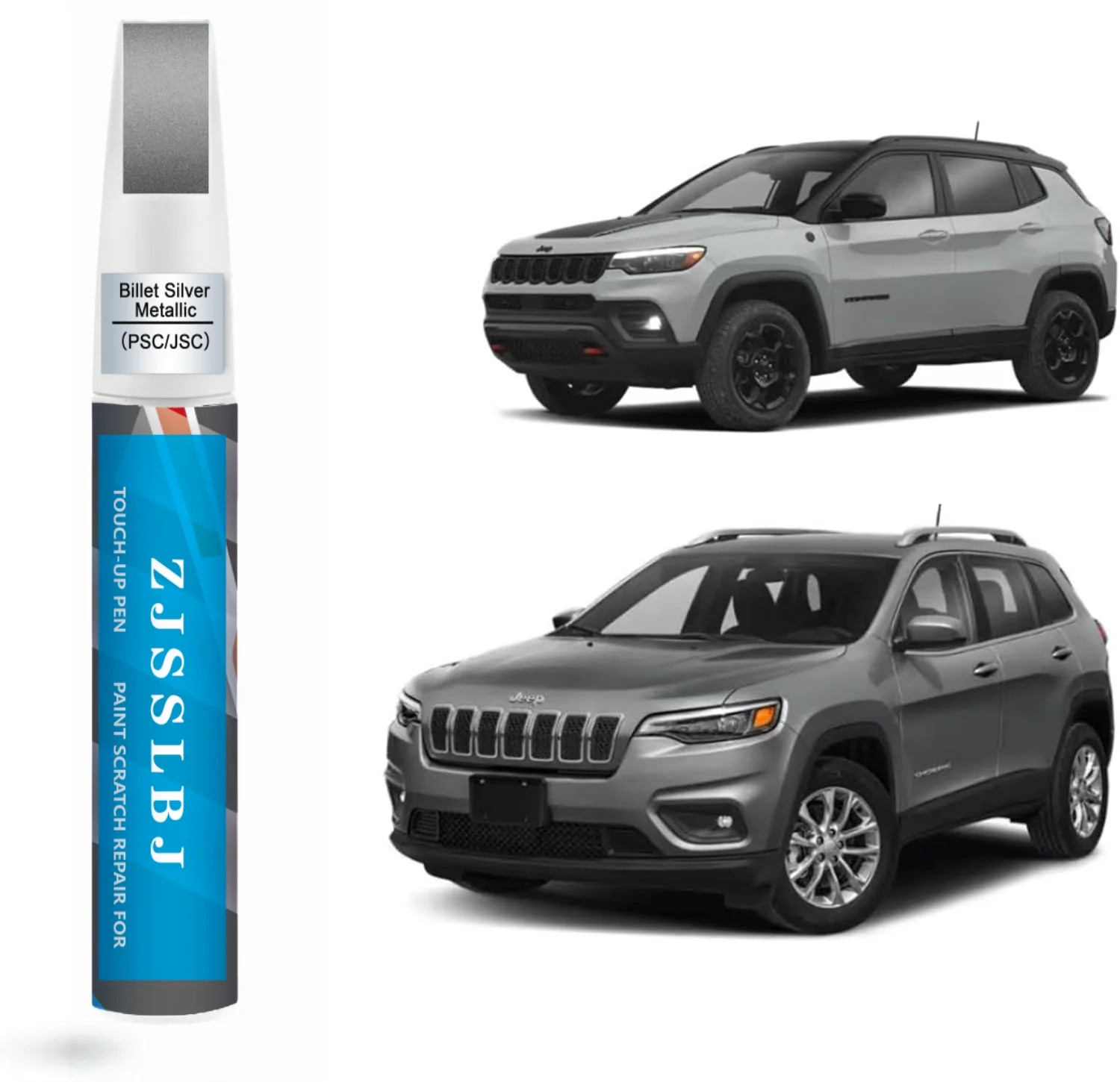 Car Touch Up Paint(Billet Silver Metallic(PSC/JSC)) for Jeep, Car Paint Scratch Repair Kit, Quick & Easy Solution to Repair