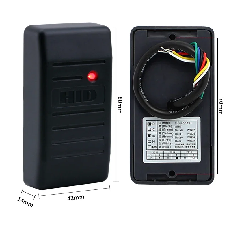 Mini RFID sensor card reader Waterproof IP68 RFHID Card Reader125Khz Wiegand 26~37 RS485 hid RS232 TTL Level hot selling item