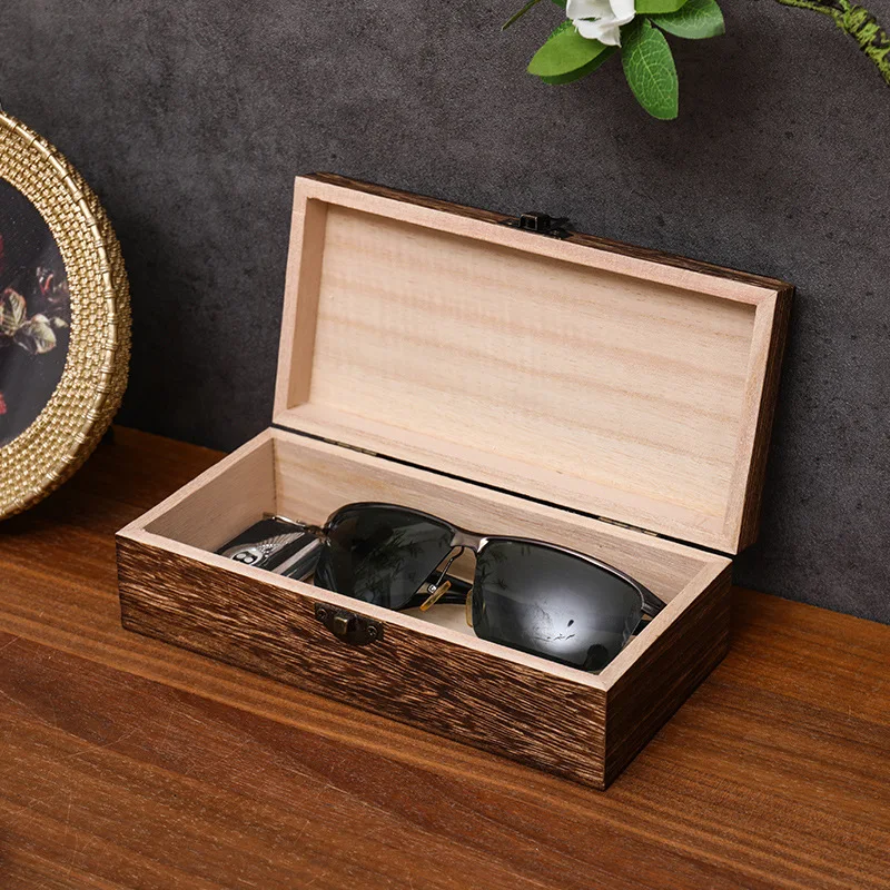 New Home Storage Box Natural Wooden With Lid Golden Lock Postcard Organizer Handmade Craft Jewelry Case Wooden Box Casket Home