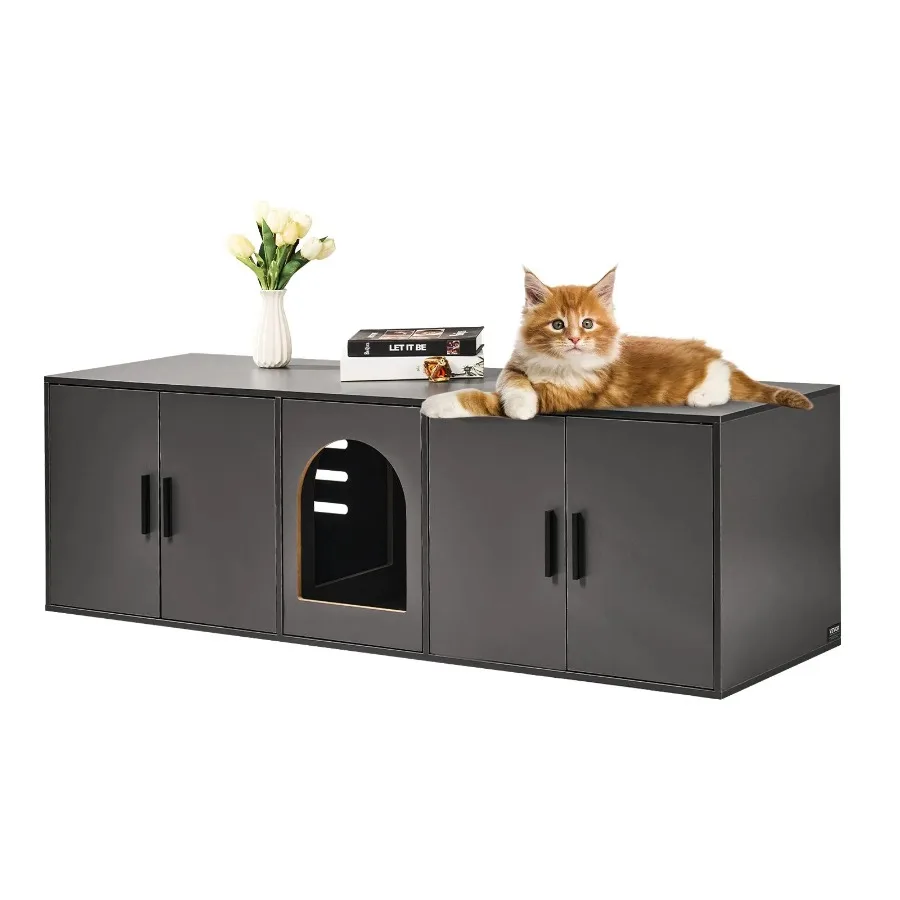 

Cat Litter Box Enclosure Wooden Litter Box Furniture Hidden 57.9 Black