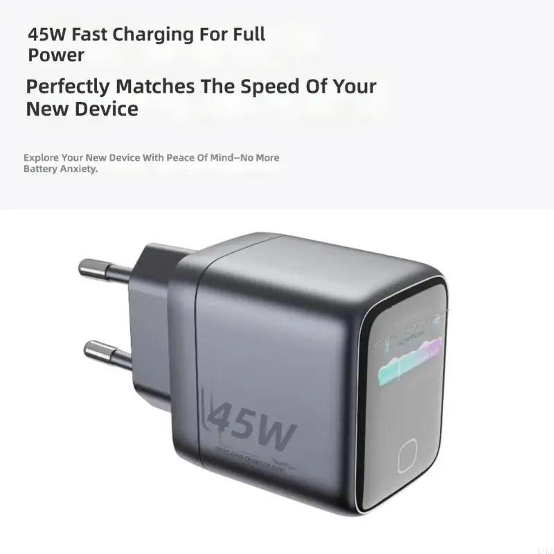 45W Fast Chargers With Intelligent Screen For Charging Progress Monitoring Type C Charging Block For Phone Tablet K1KF